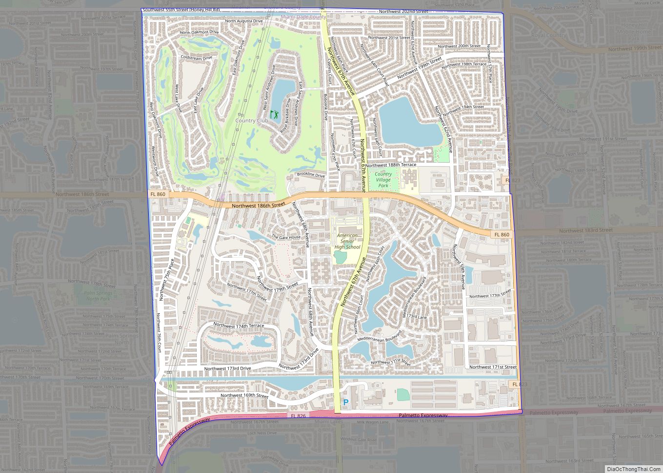 Map of Country Club CDP, Florida