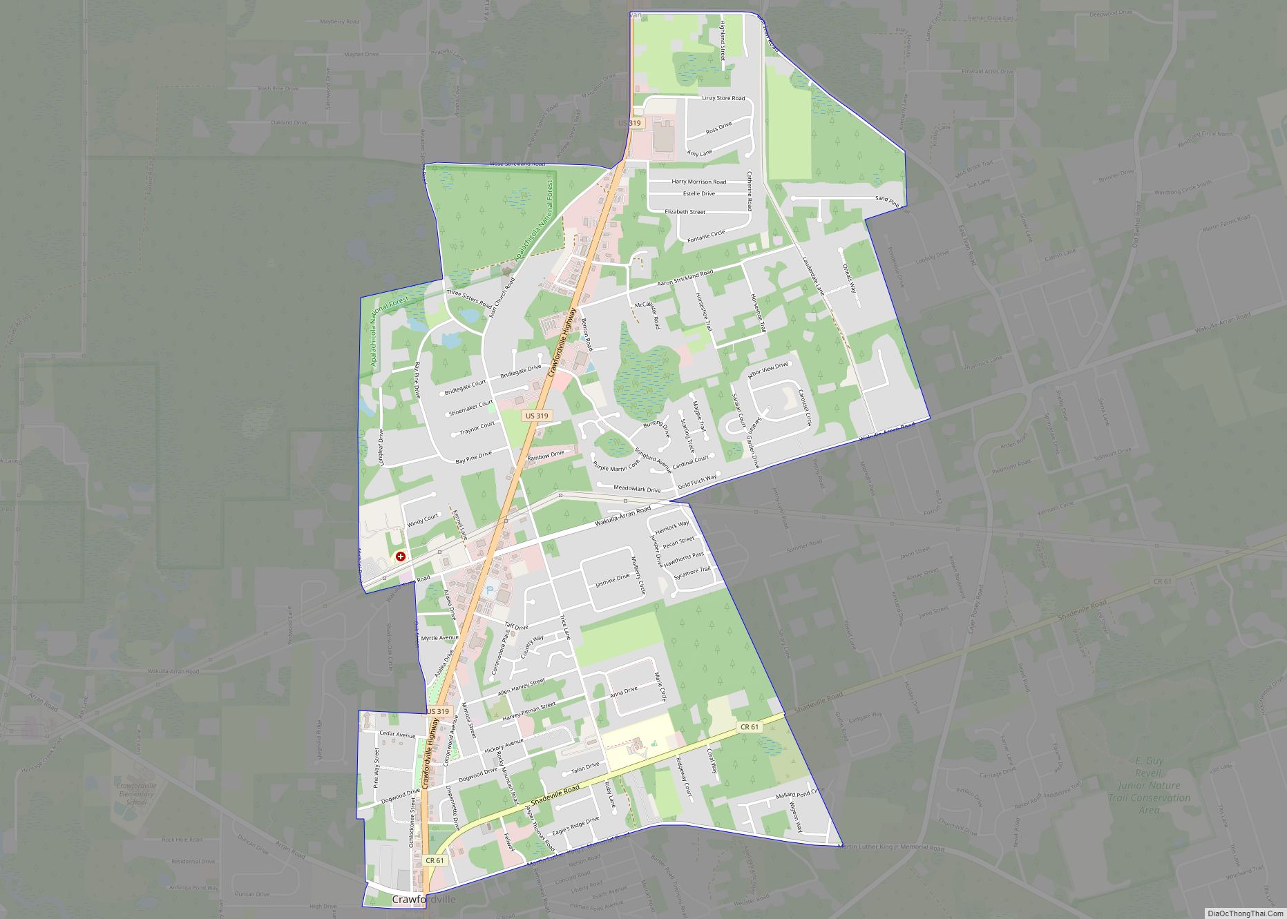 Map of Crawfordville CDP