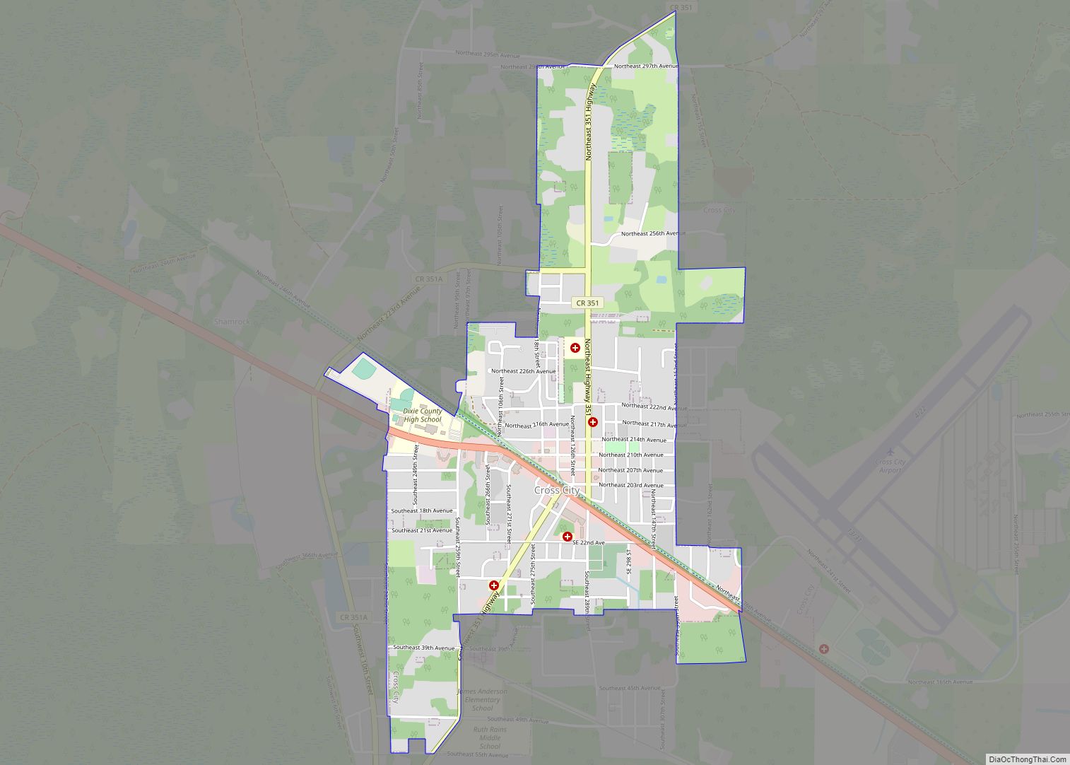 Map of Cross City town