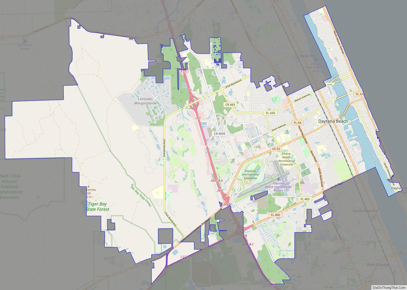 Map of Daytona Beach city