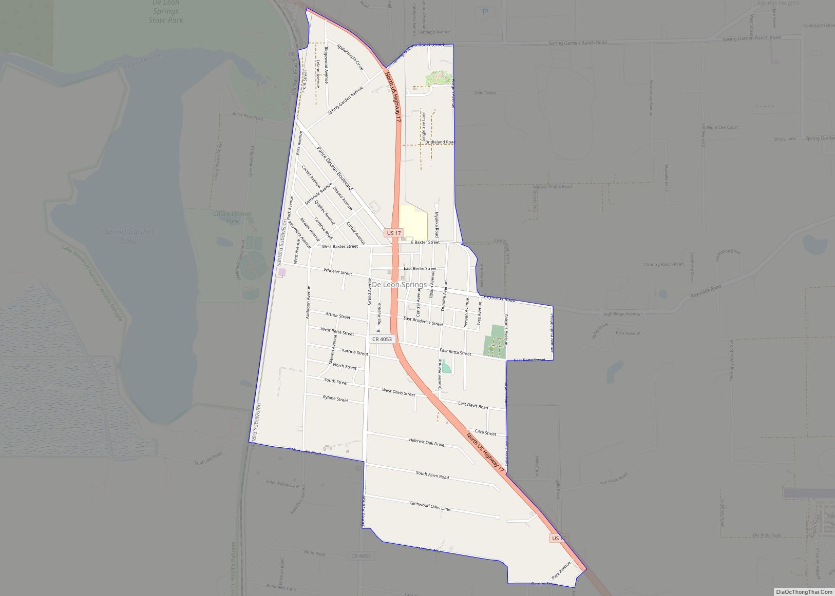 Map of De Leon Springs CDP
