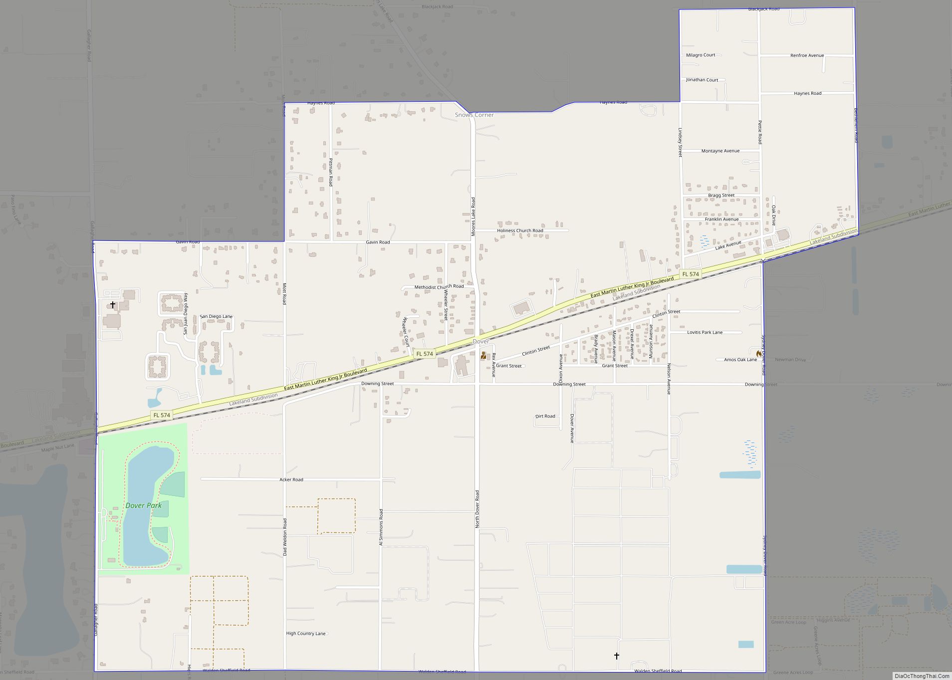 Map of Dover CDP, Florida