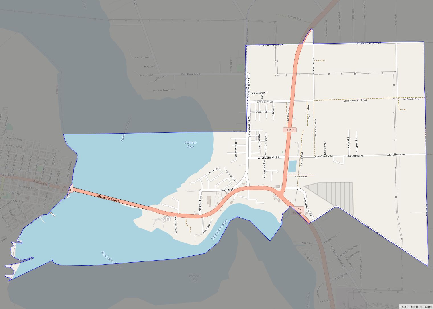 Map of East Palatka CDP