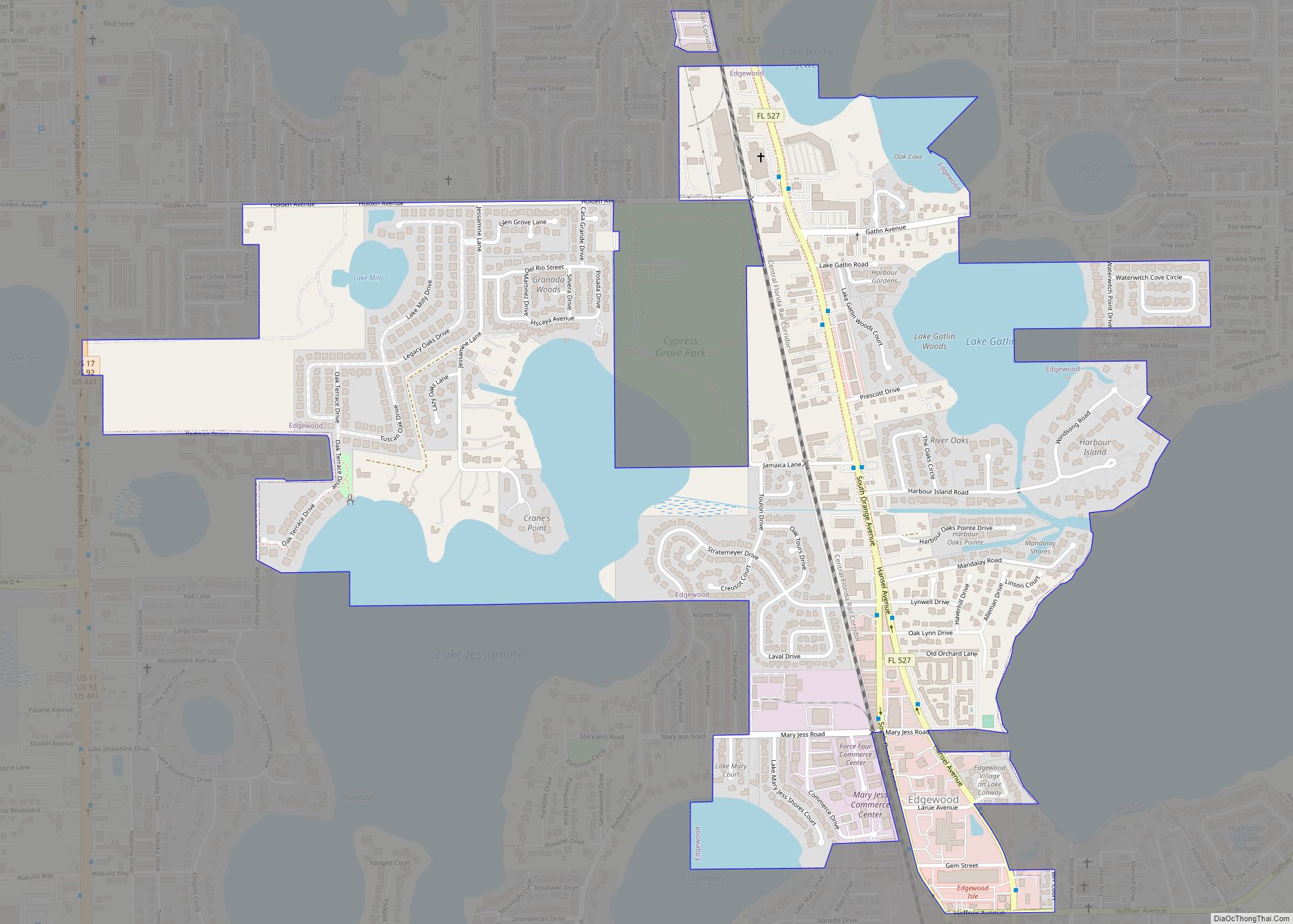 Map of Edgewood city, Florida