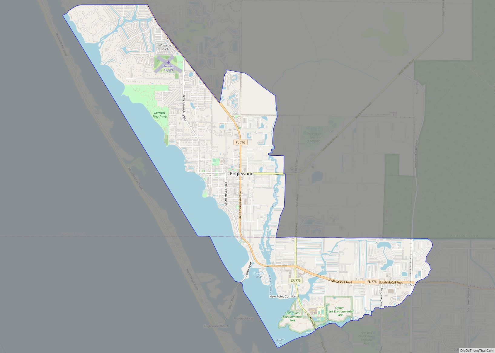 Map of Englewood CDP, Florida