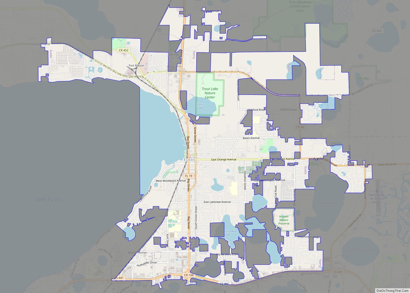 Map of Eustis city, Florida