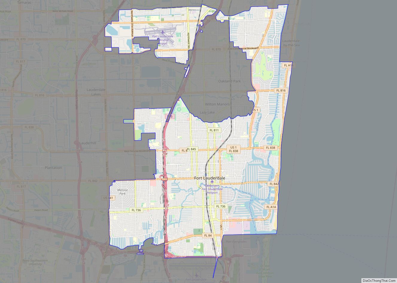 Map of Fort Lauderdale city