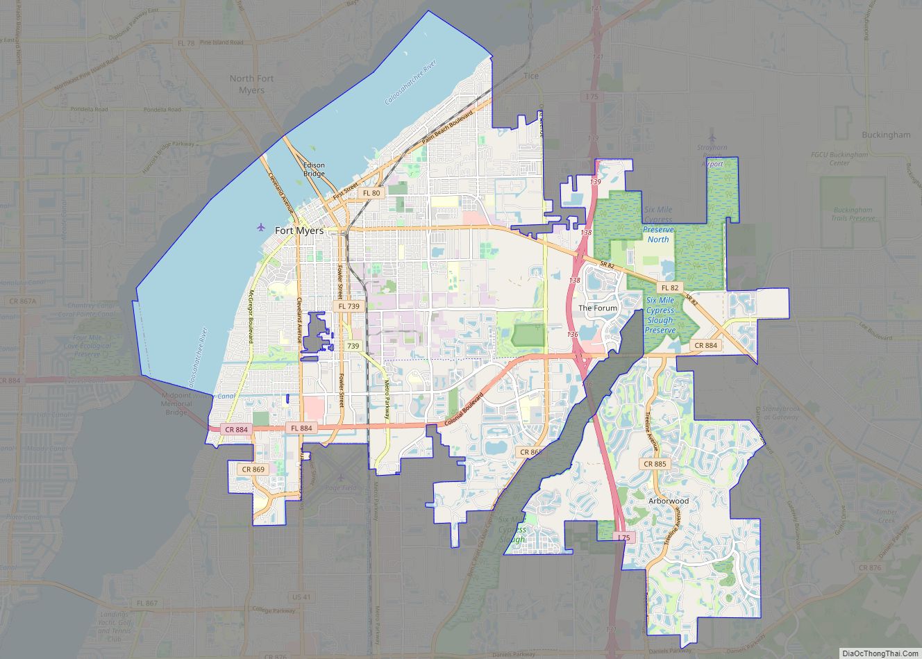 Map of Fort Myers city
