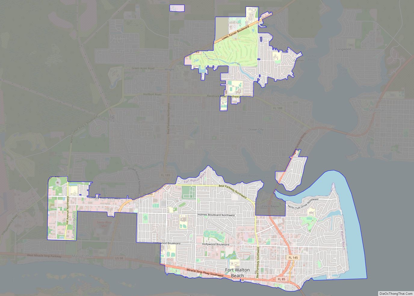 Map of Fort Walton Beach city