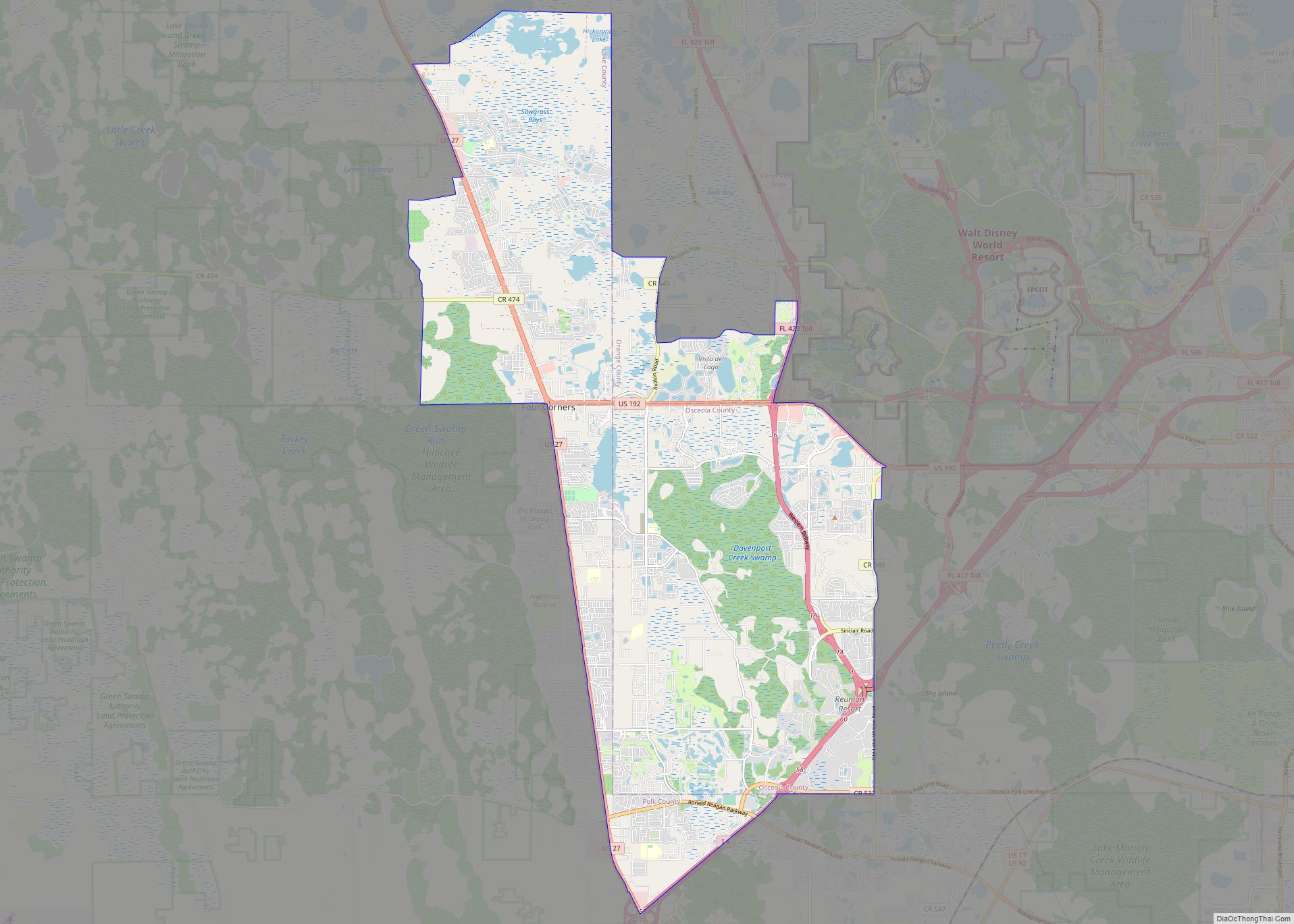 Map of Four Corners CDP, Florida