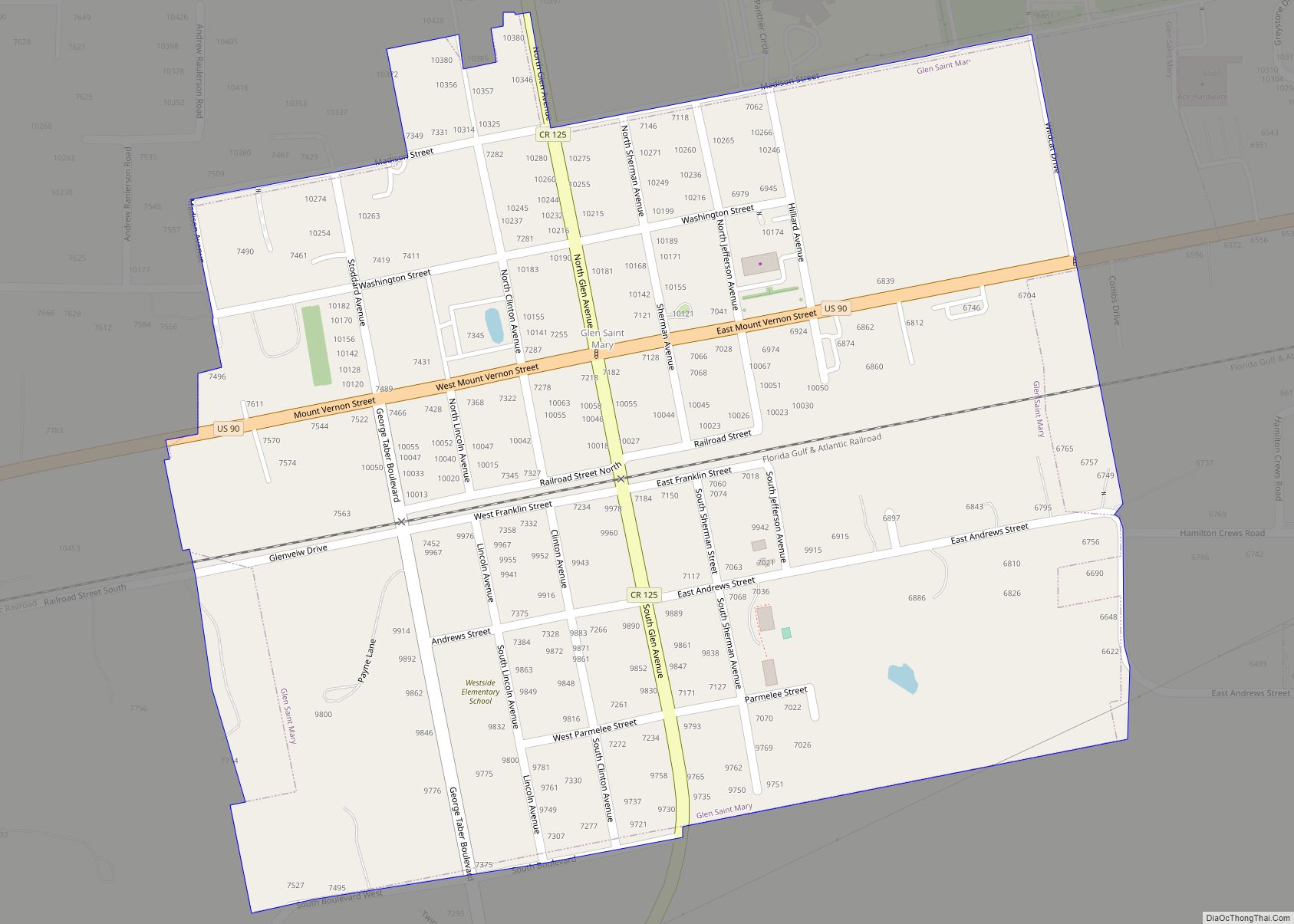 Map of Glen St. Mary town