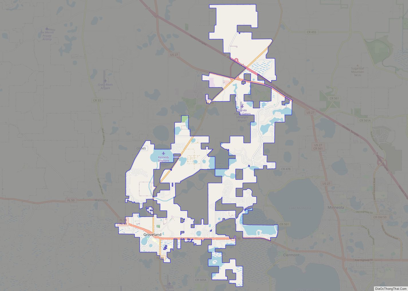 Map of Groveland city, Florida
