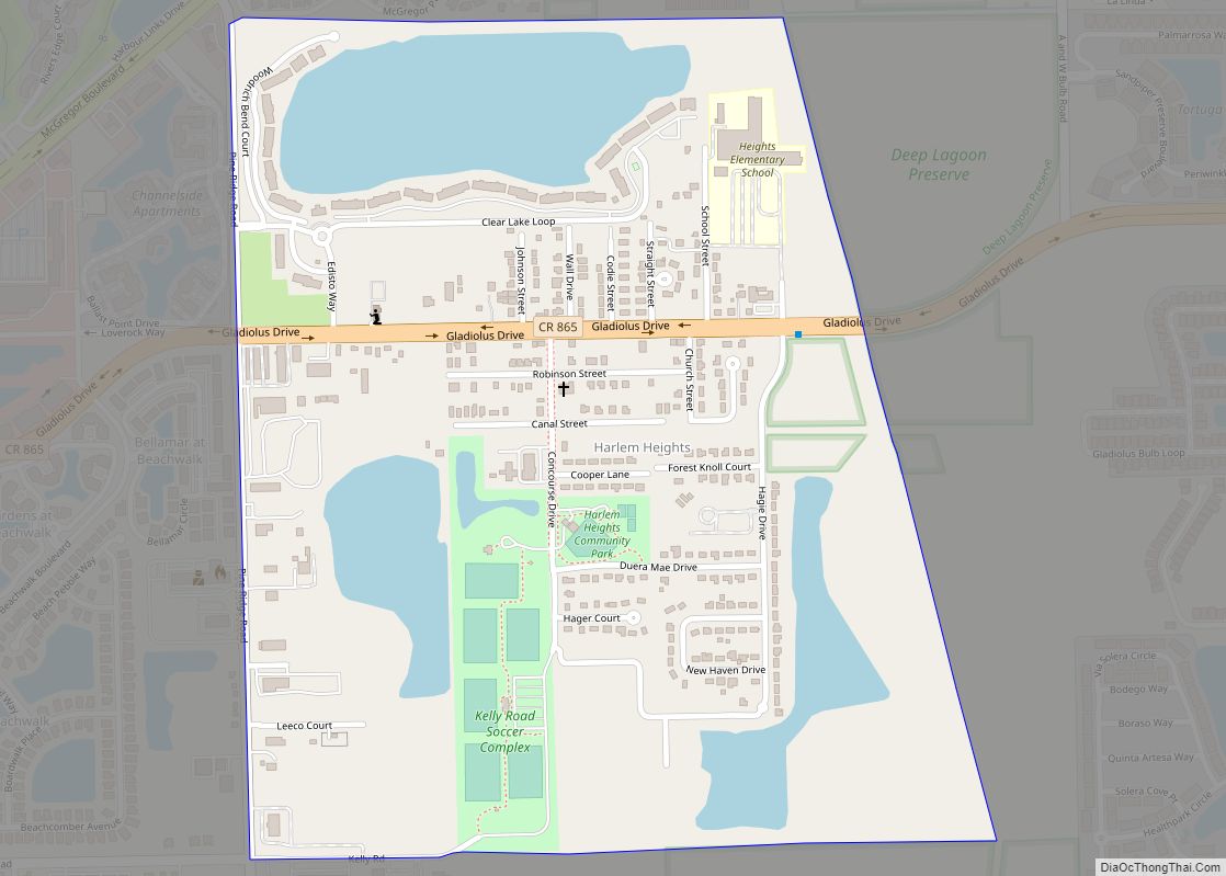Map of Harlem Heights CDP