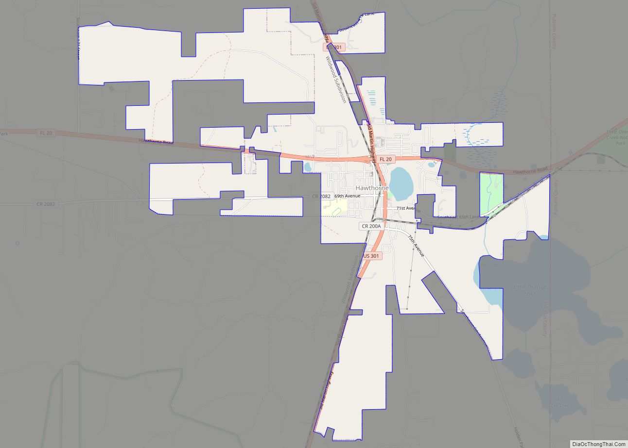 Map of Hawthorne city, Florida