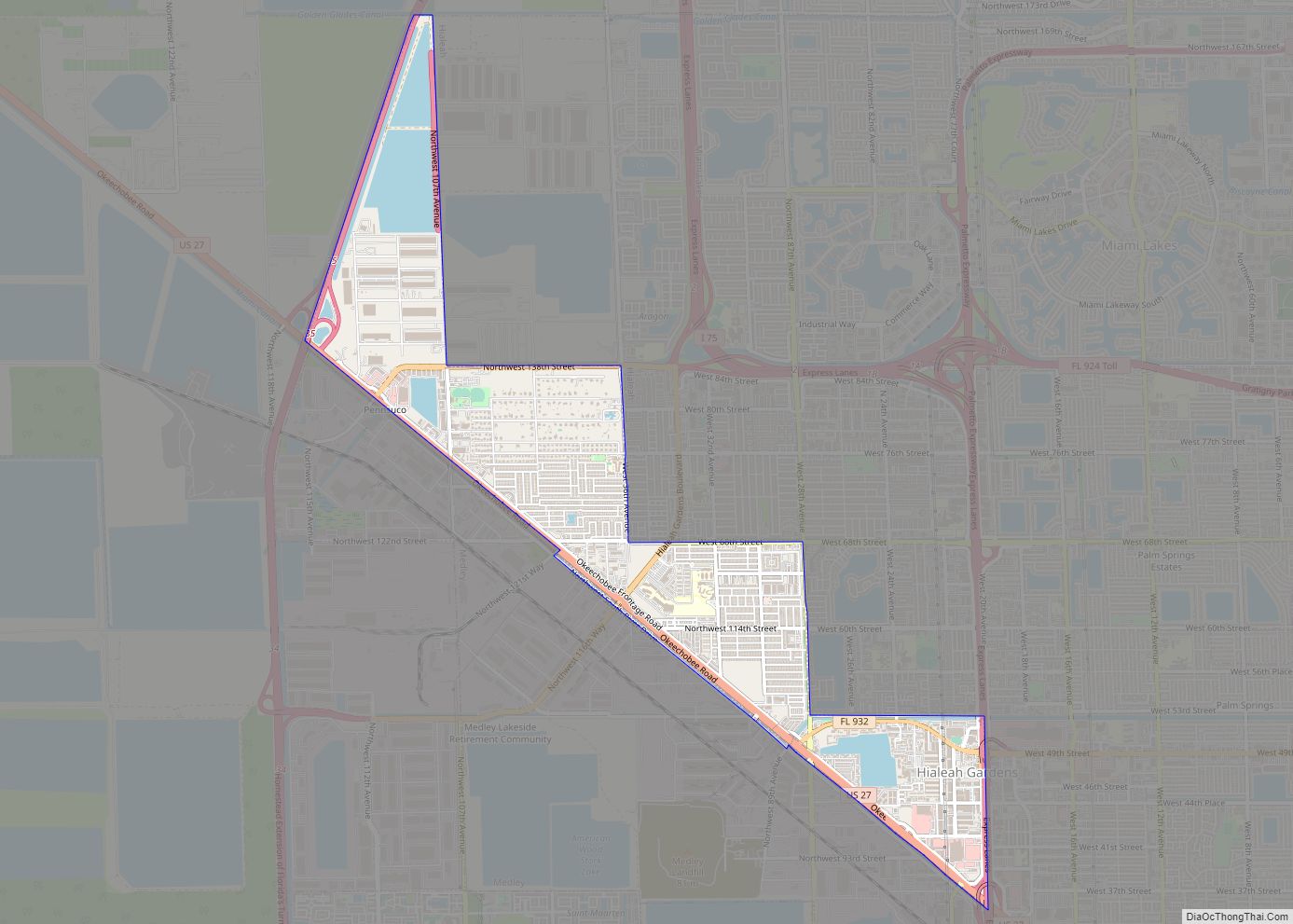 Map of Hialeah Gardens city