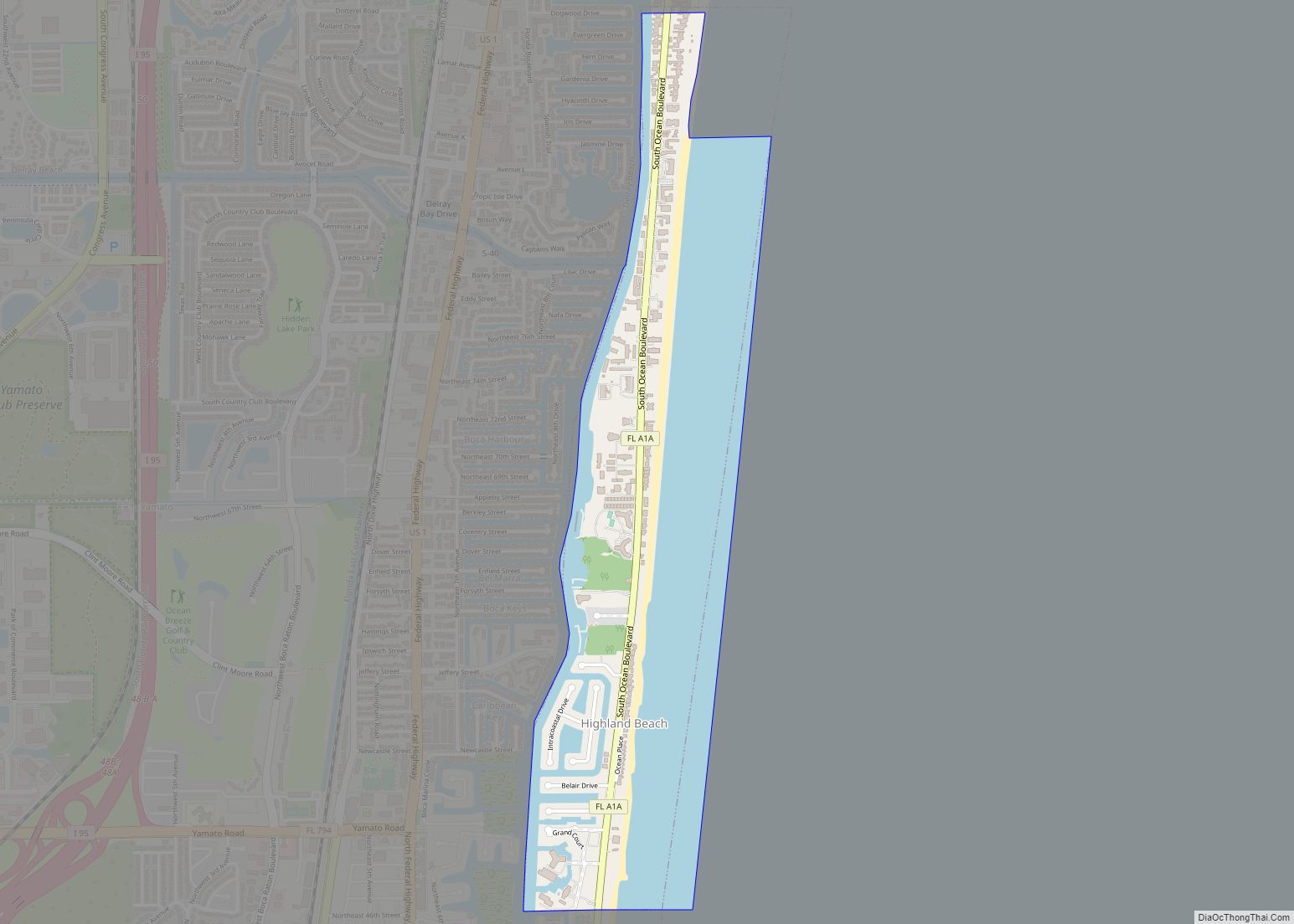 Map of Highland Beach town