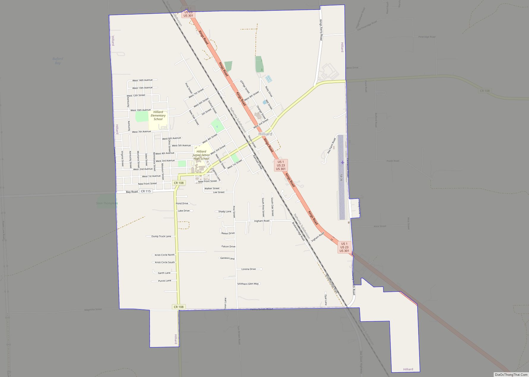 Map of Hilliard town