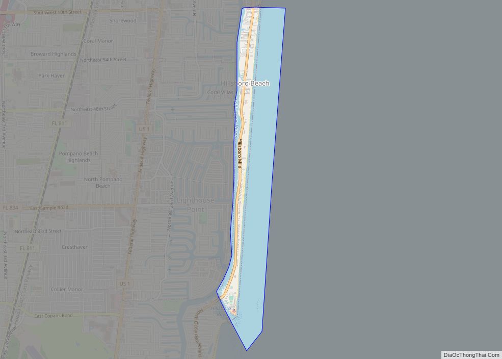 Map of Hillsboro Beach town