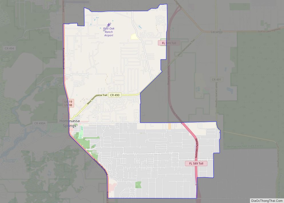 Map of Homosassa Springs CDP
