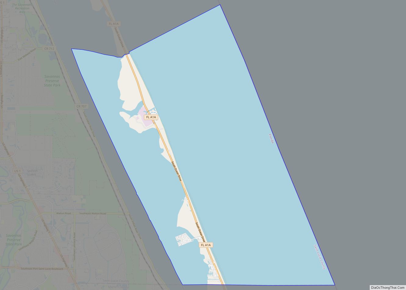 Map of Hutchinson Island South CDP