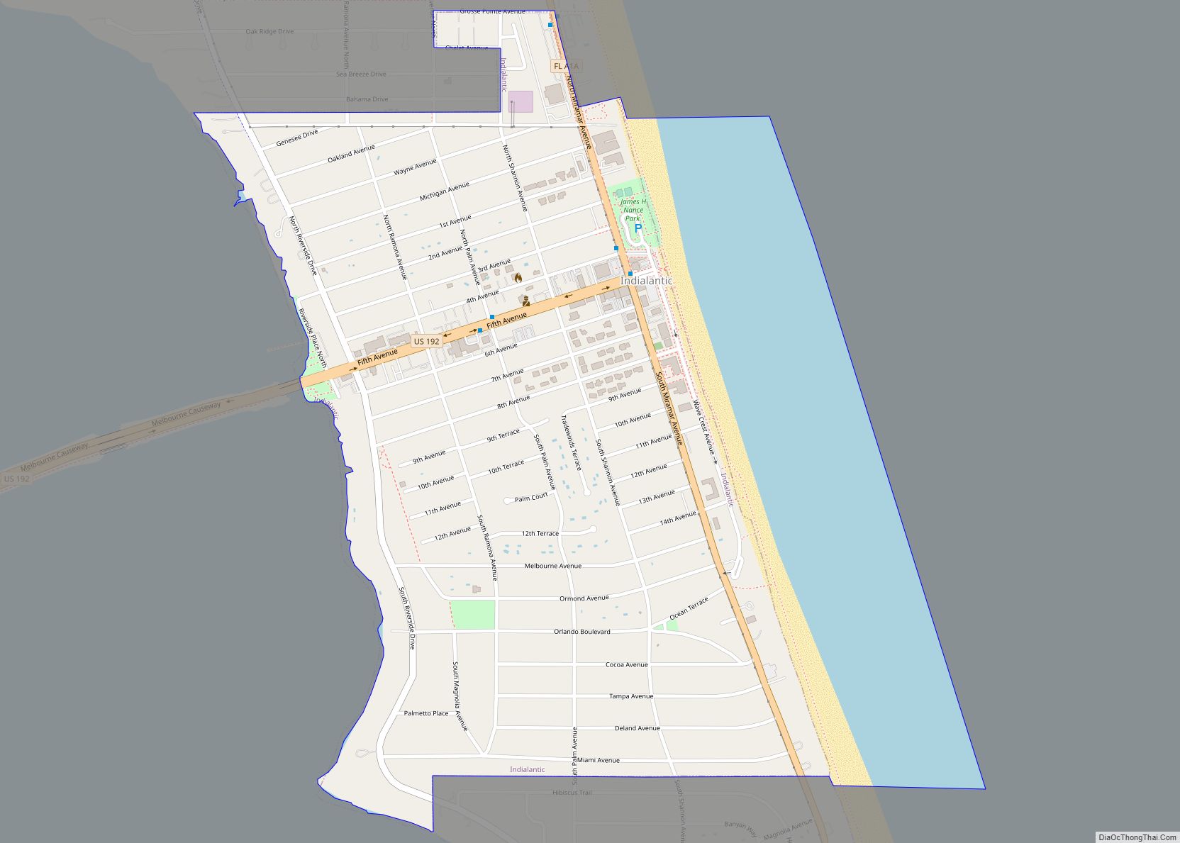 Map of Indialantic town