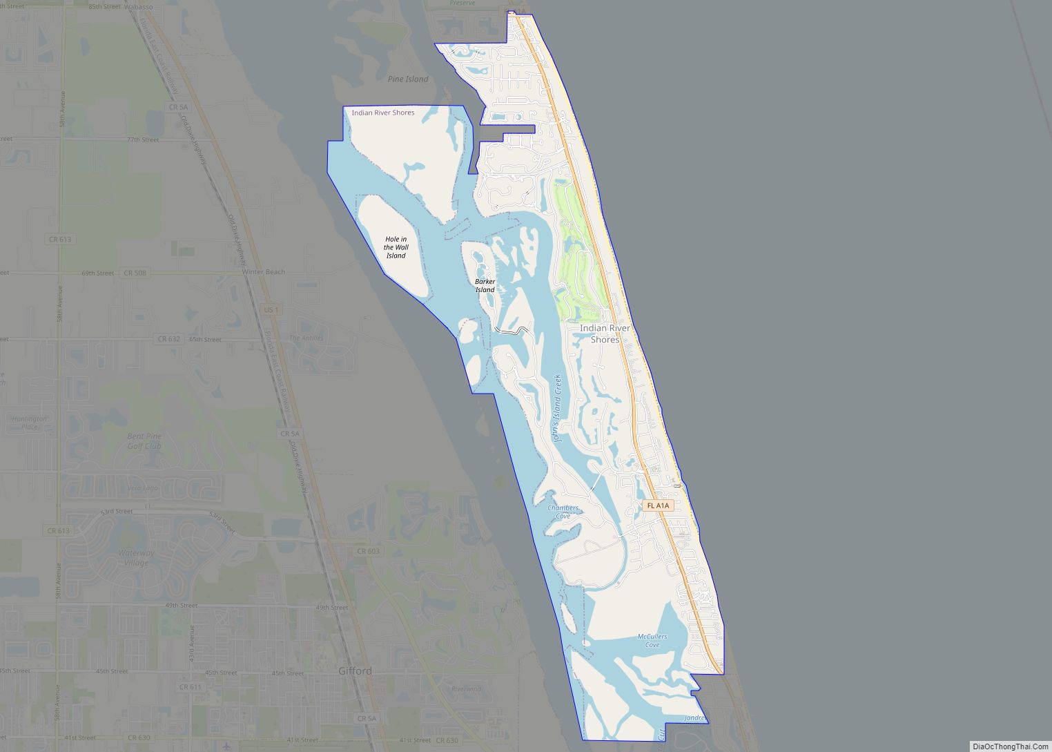 Map of Indian River Shores town