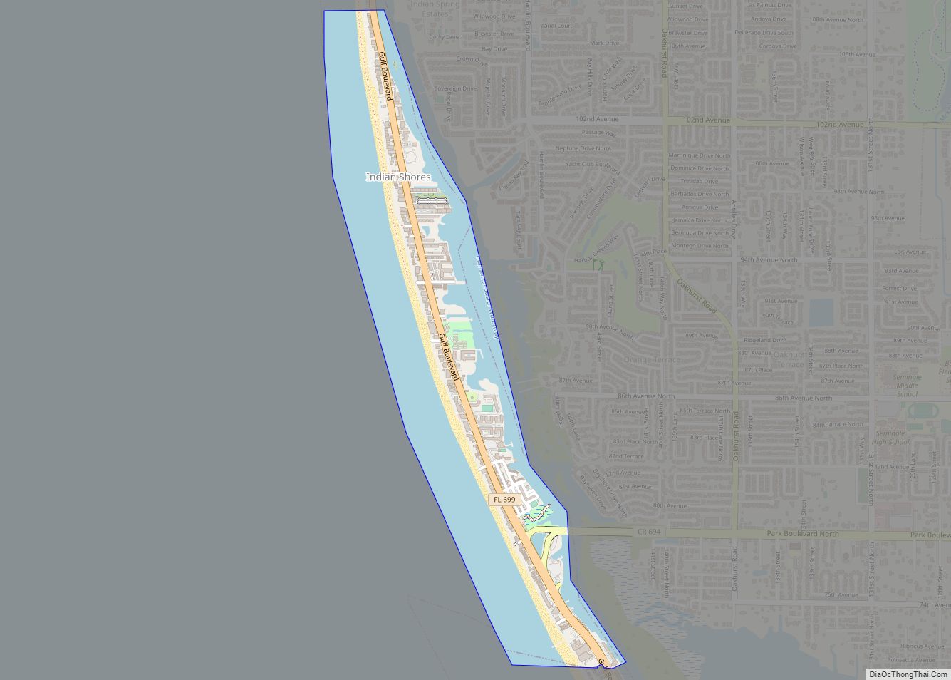 Map of Indian Shores town