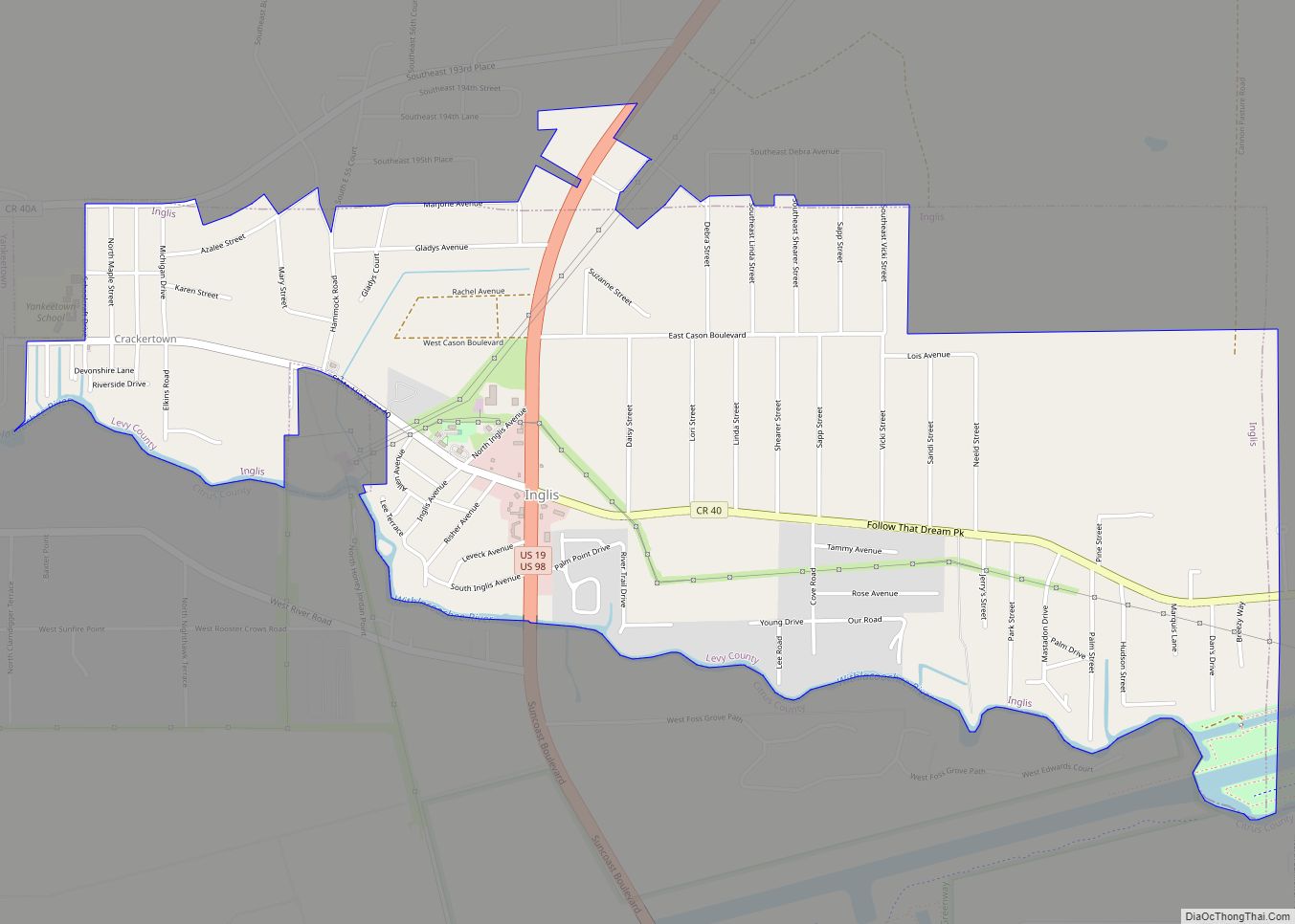 Map of Inglis town