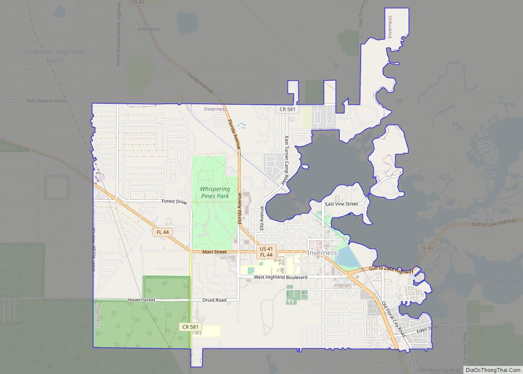 Map of Inverness city, Florida