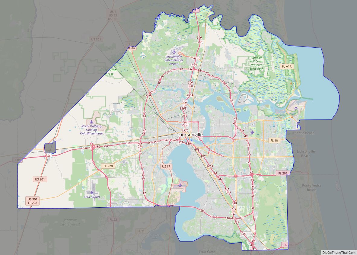 Map of Jacksonville city, Florida