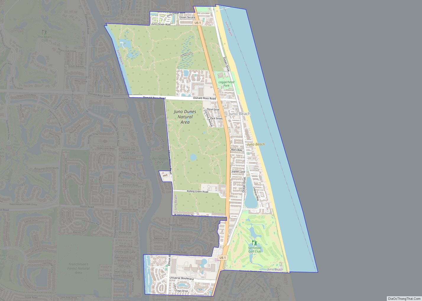 Map of Juno Beach town