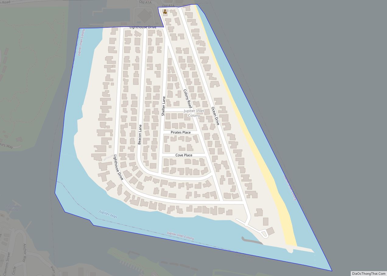 Map of Jupiter Inlet Colony town