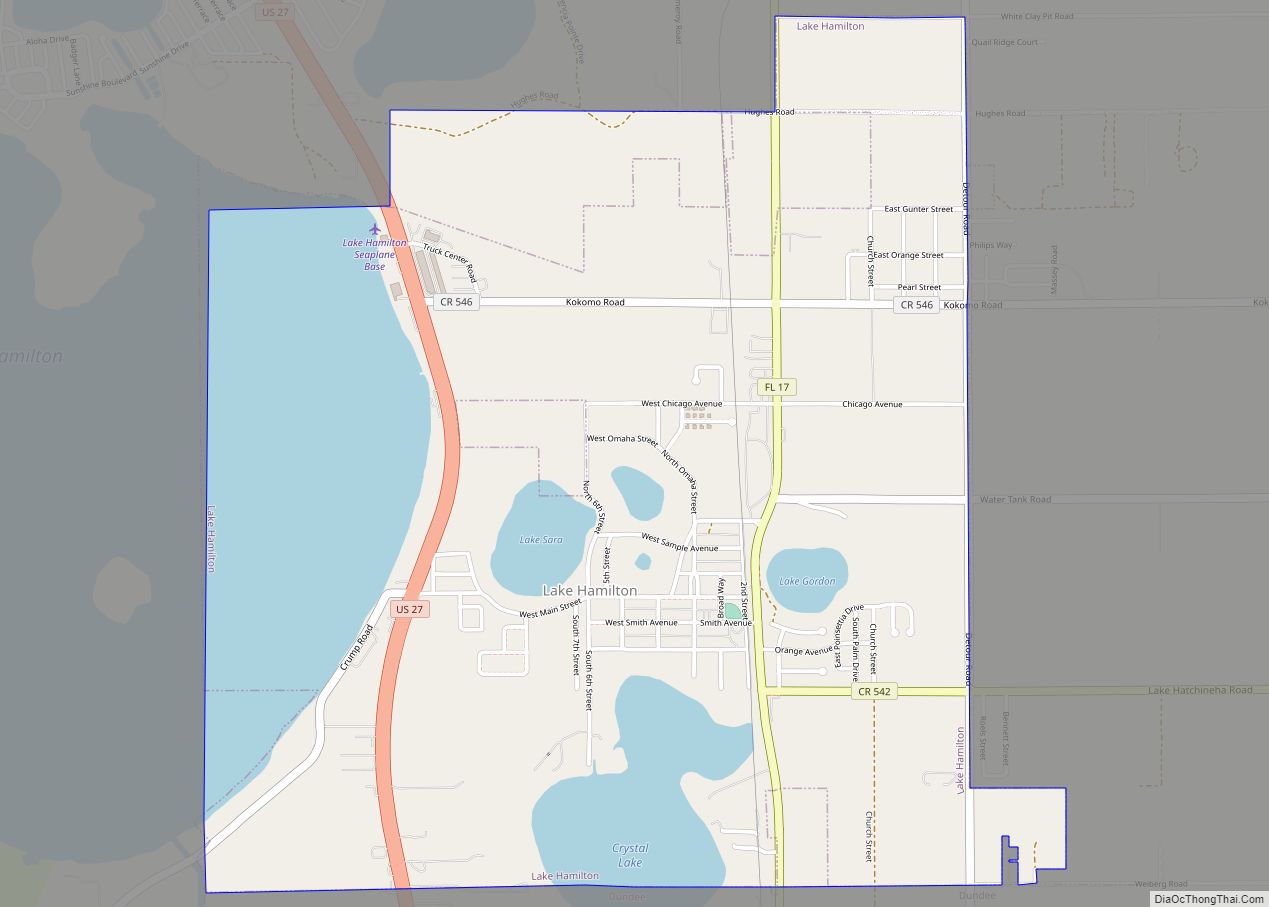 Map of Lake Hamilton town, Florida