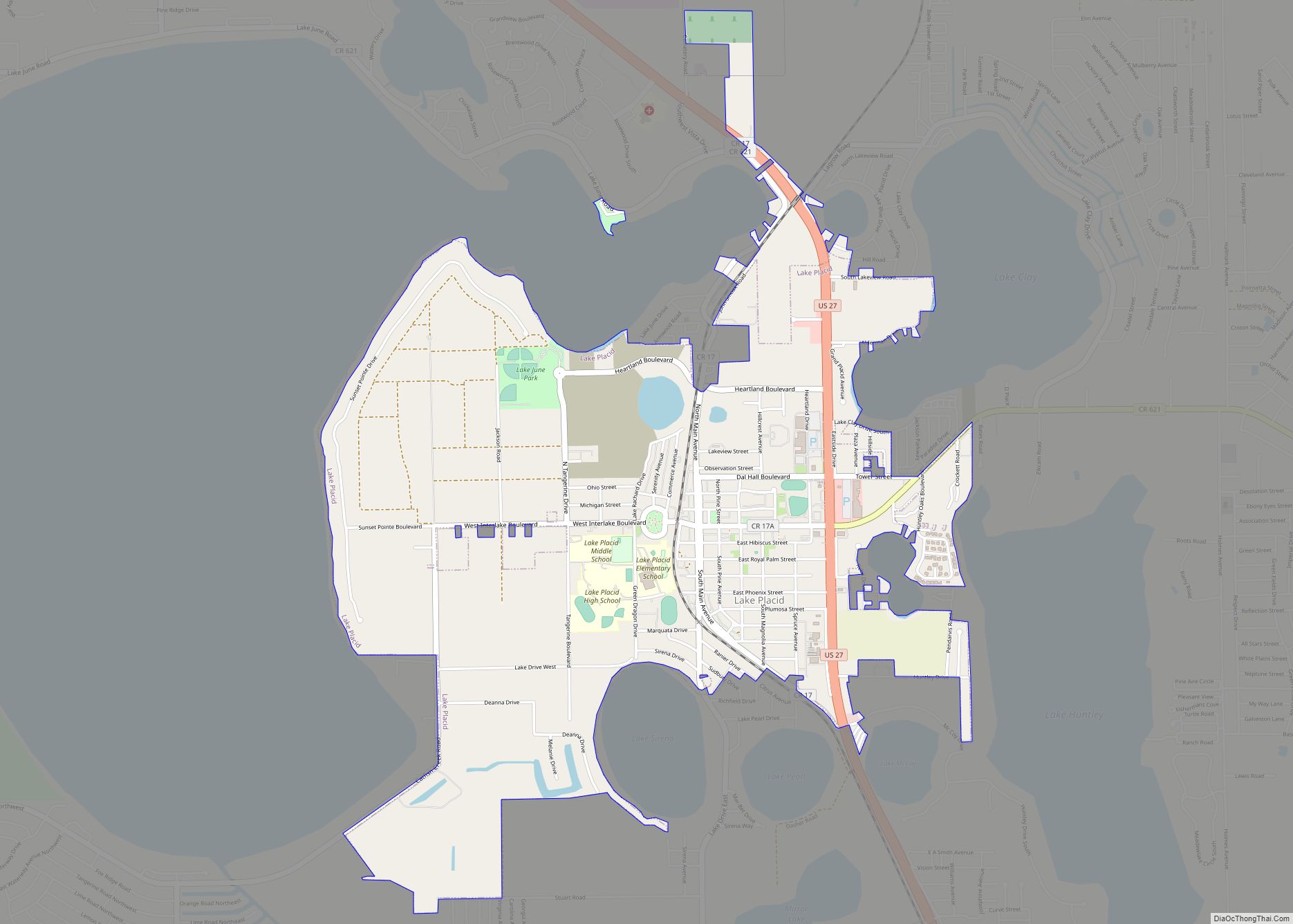 Map of Lake Placid town