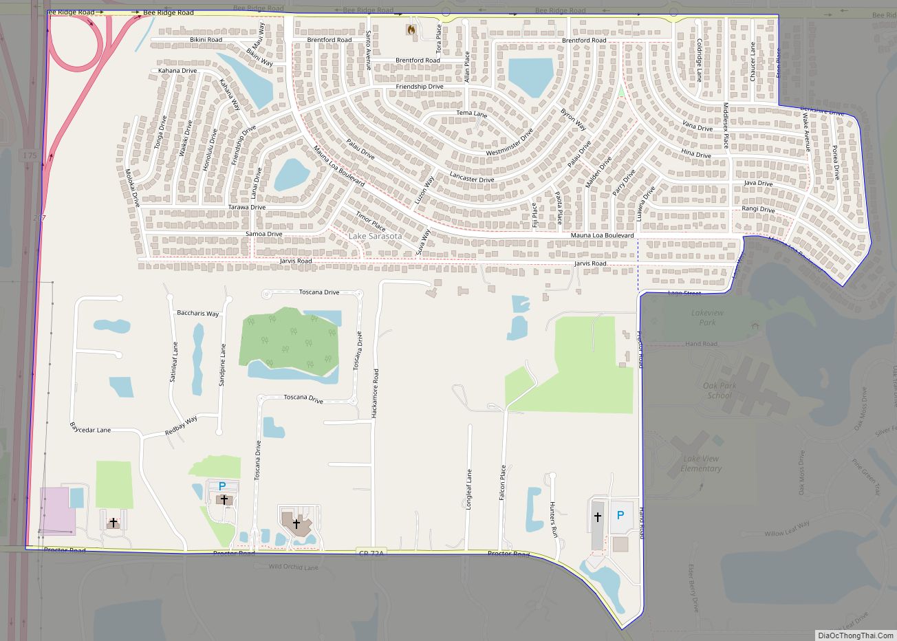 Map of Lake Sarasota CDP