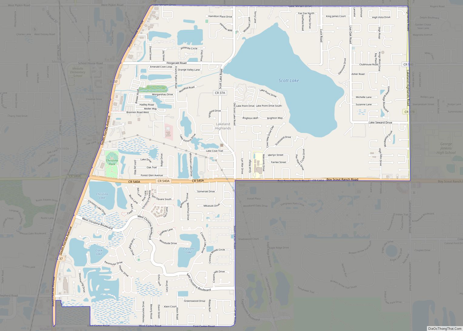 Map of Lakeland Highlands CDP