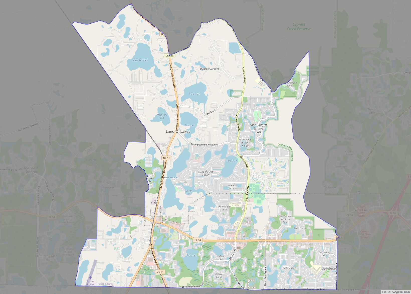 Map of Land O' Lakes CDP