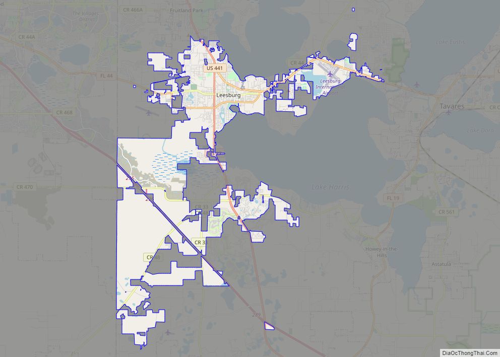 Map of Leesburg city, Florida
