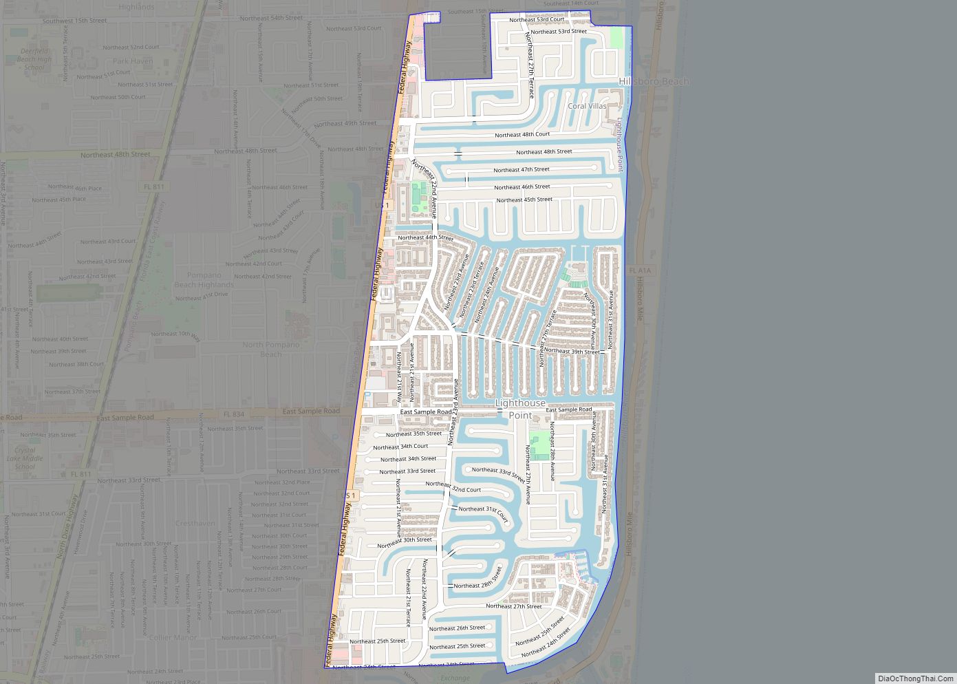 Map of Lighthouse Point city