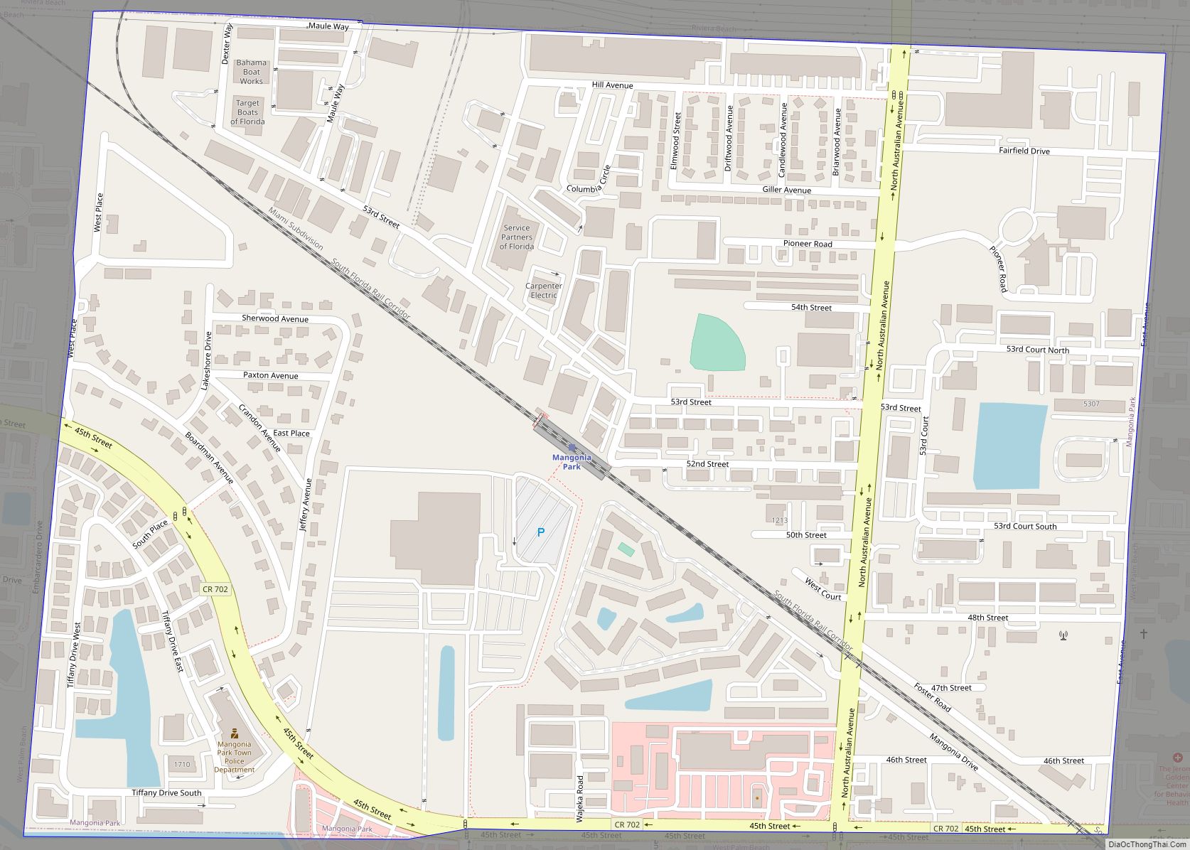 Map of Mangonia Park town