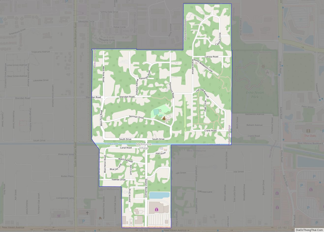 Map of Melbourne Village town