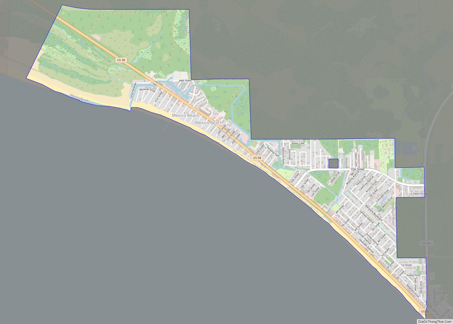 Map of Mexico Beach city