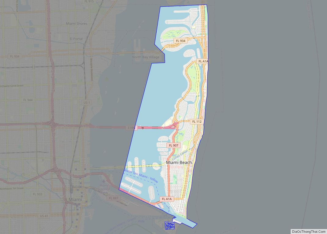 Map of Miami Beach city
