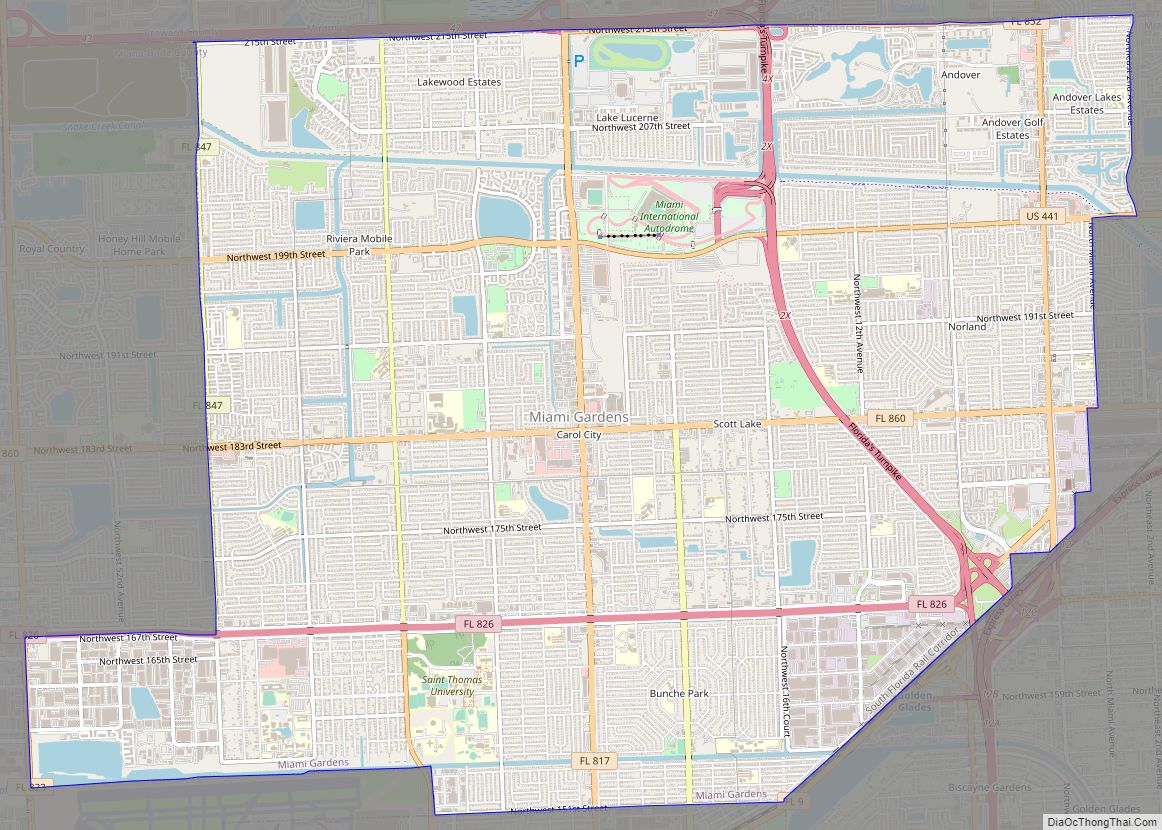 Map of Miami Gardens city