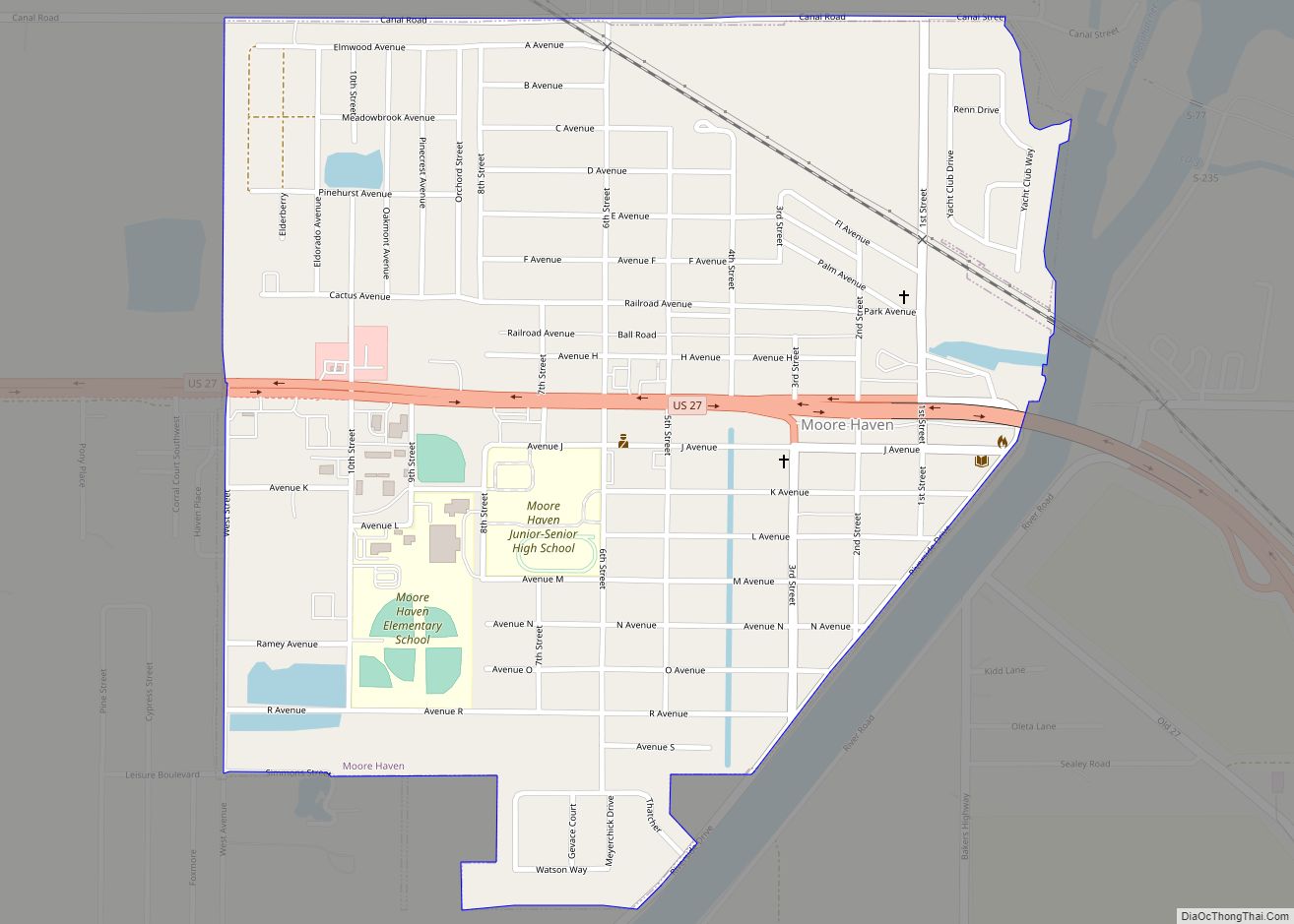 Map of Moore Haven city