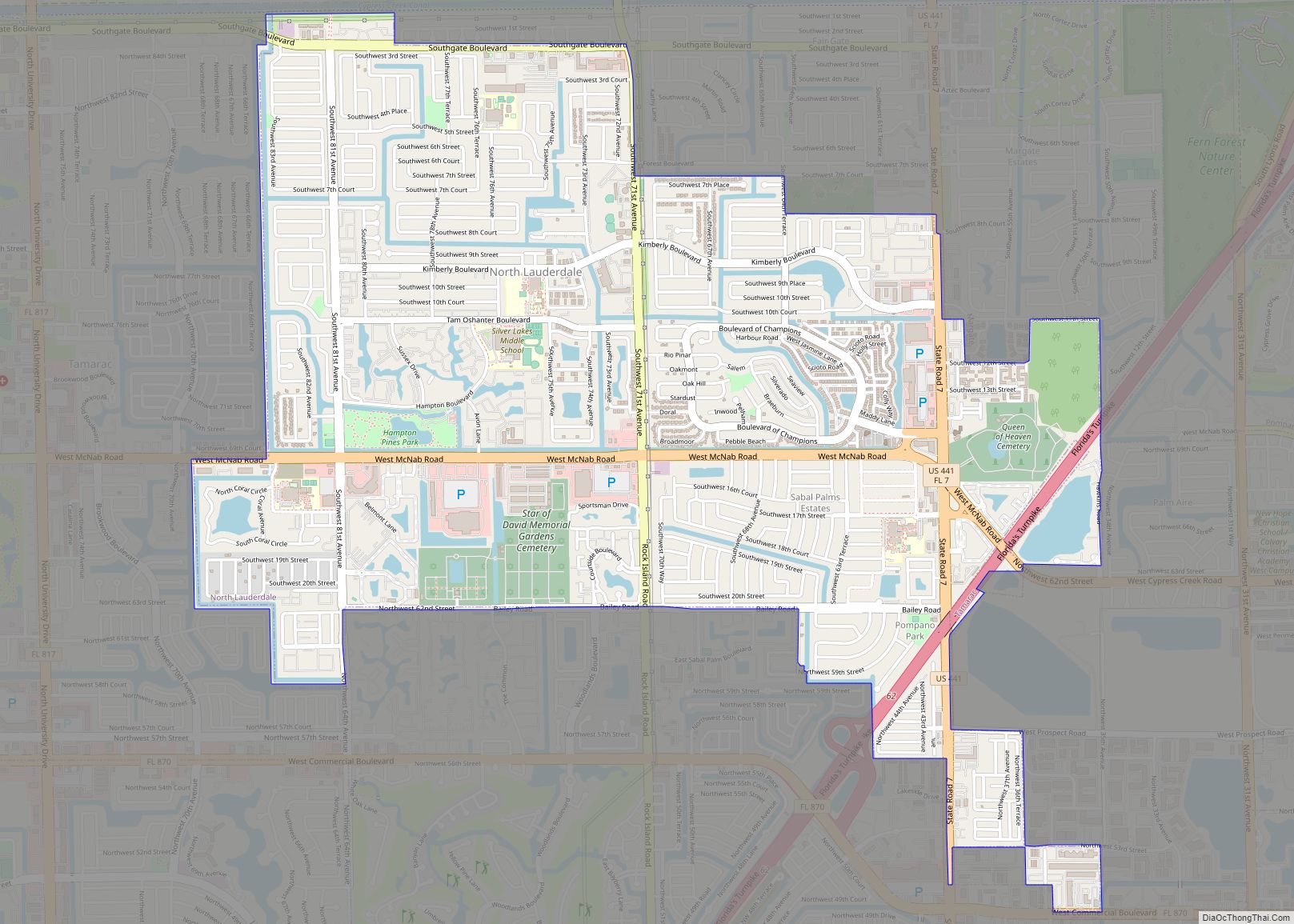 Map of North Lauderdale city