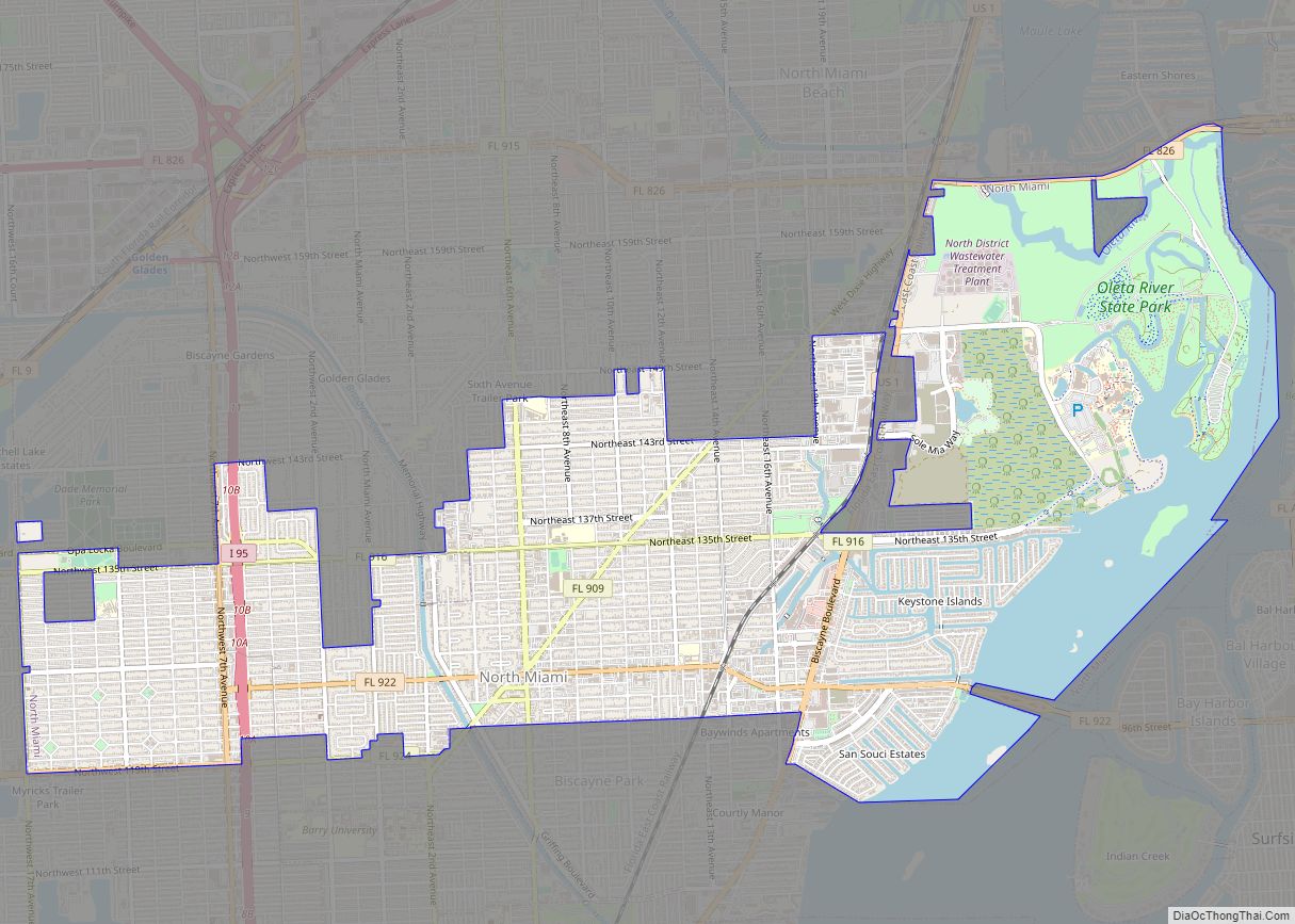 Map of North Miami city