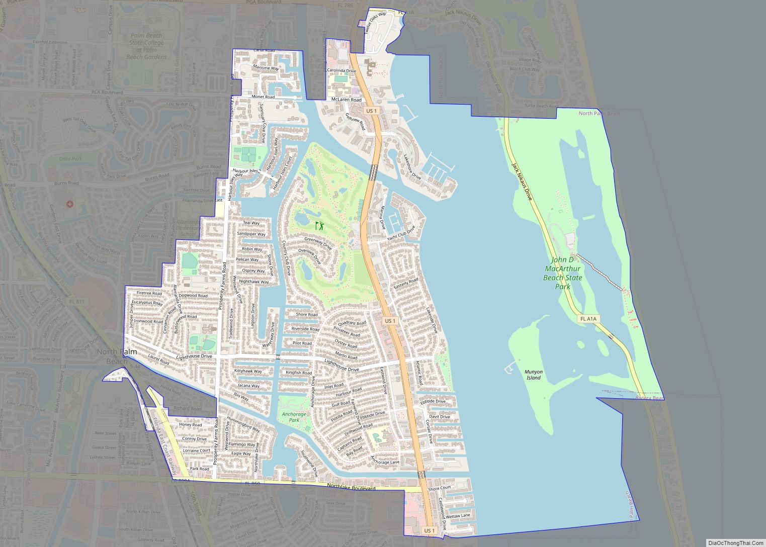 Map of North Palm Beach village