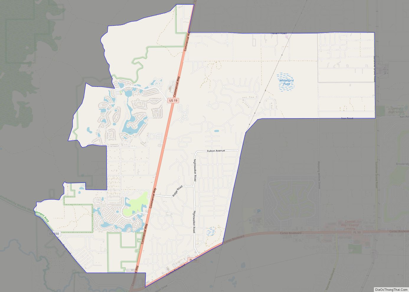 Map of North Weeki Wachee CDP