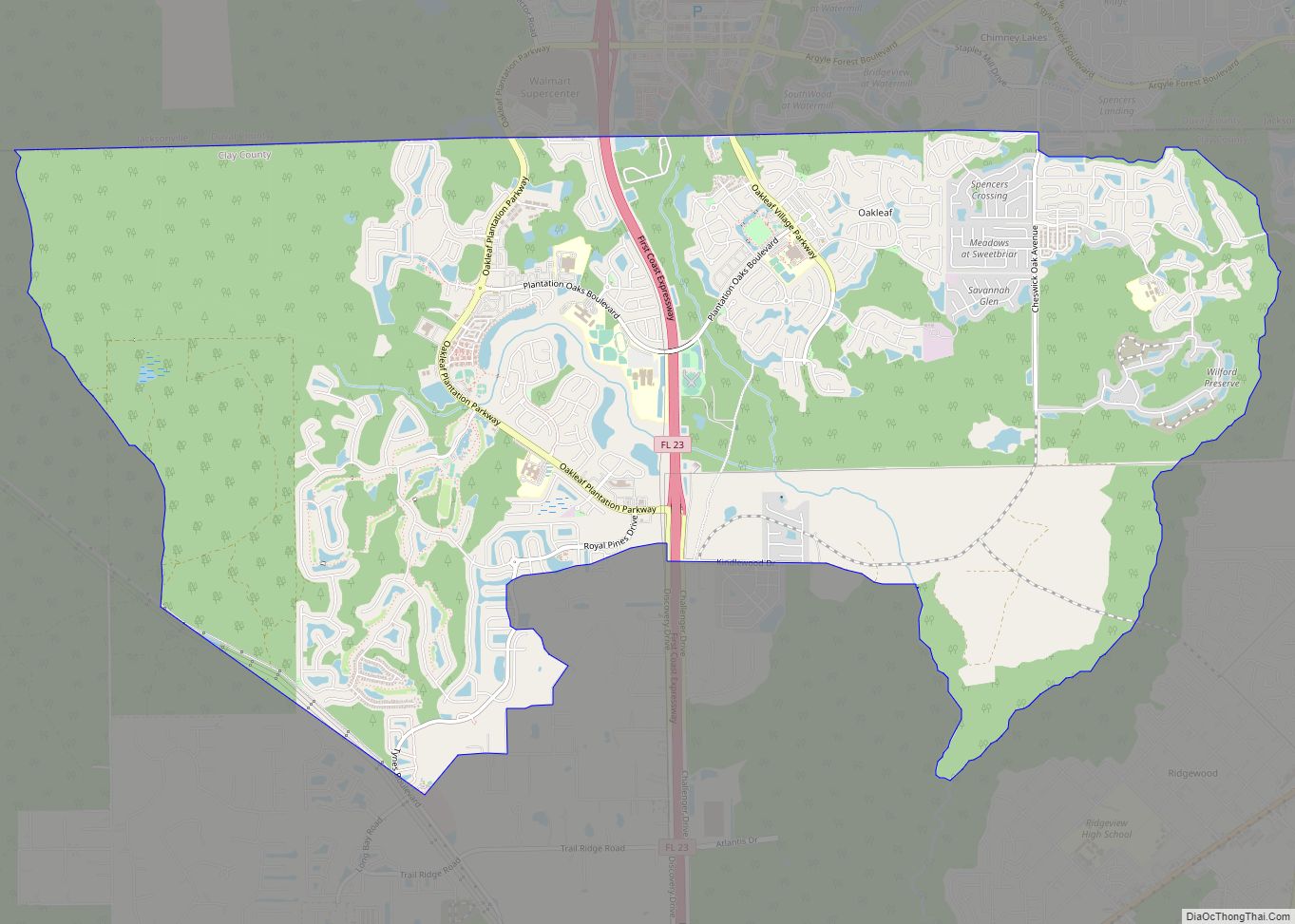 Map of Oakleaf Plantation CDP